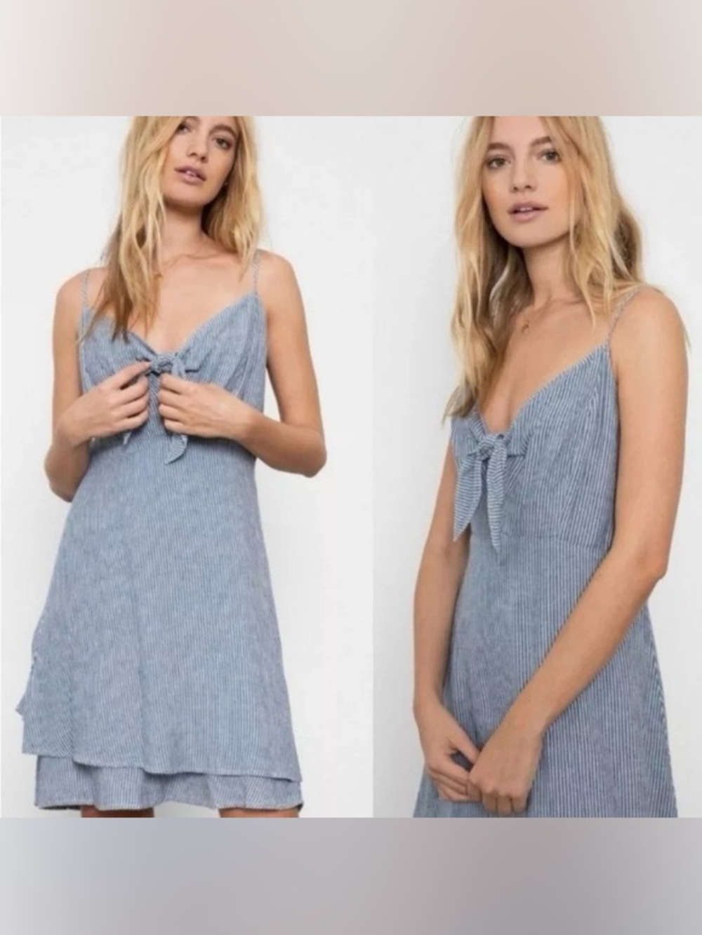 NWT Rails Linen Blend August Mini Dress in Indigo Pinstripe, Size Medium